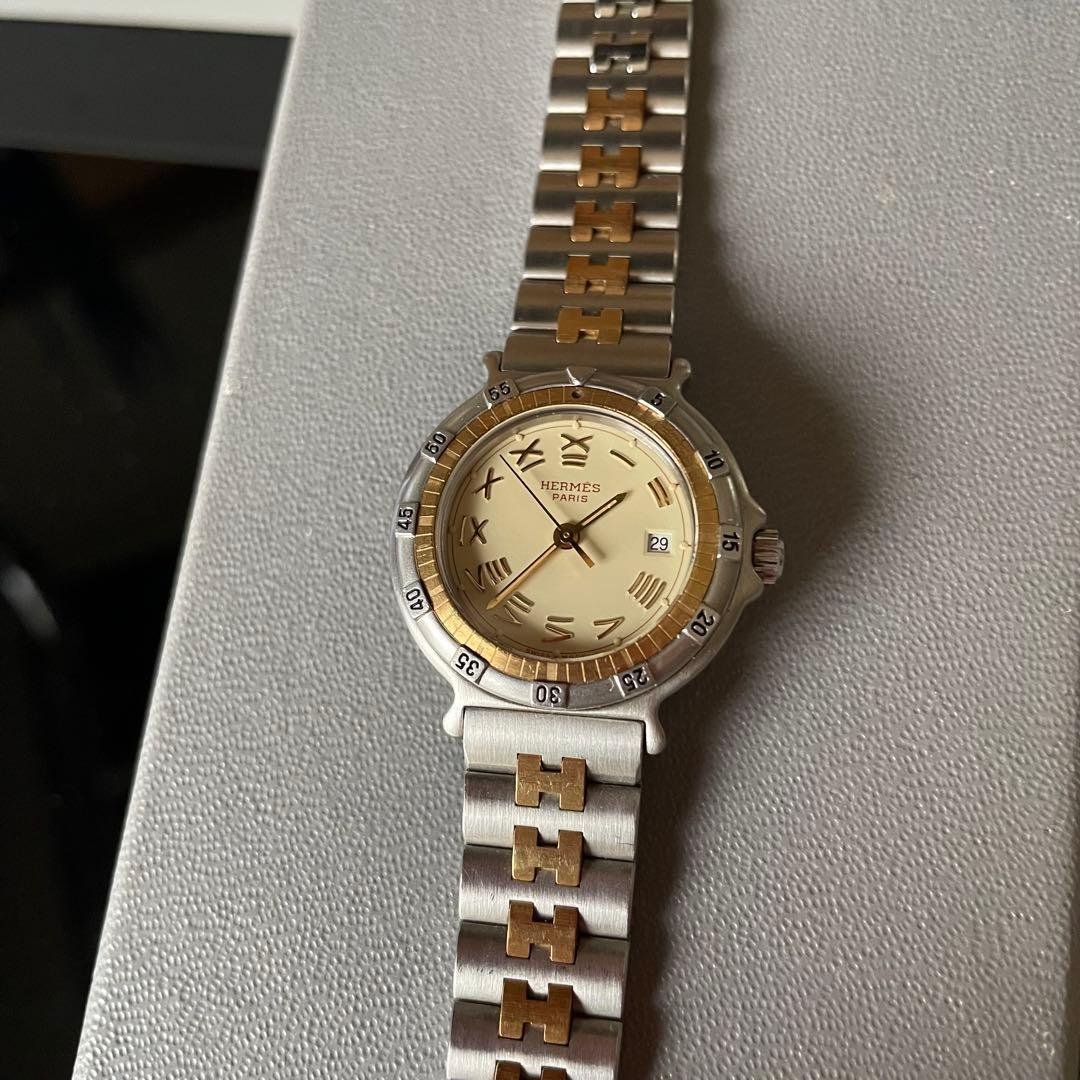 HERMES キャプテンニモ　クオーツ時計 シルバー ゴールド　レディース