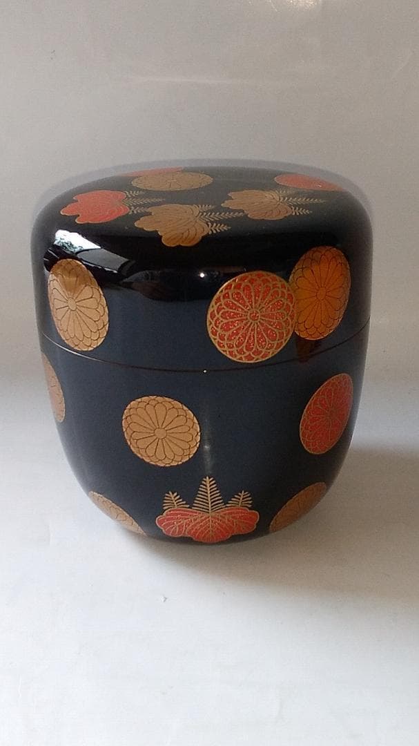 『 彭祖棗 』 前端春斉 作 蒔絵 内銀溜 漆器 漆芸 抹茶 茶道具 共箱 新品