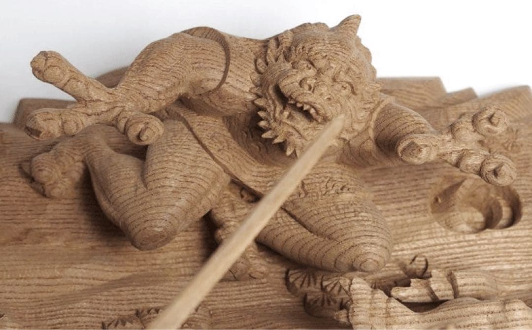 鐘馗捉鬼図　おに退治　河鍋暁斎　箱ありKawanabe Kyosai