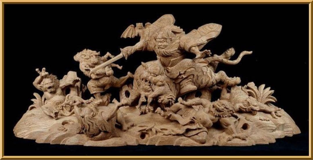 鐘馗捉鬼図　おに退治　河鍋暁斎　箱ありKawanabe Kyosai