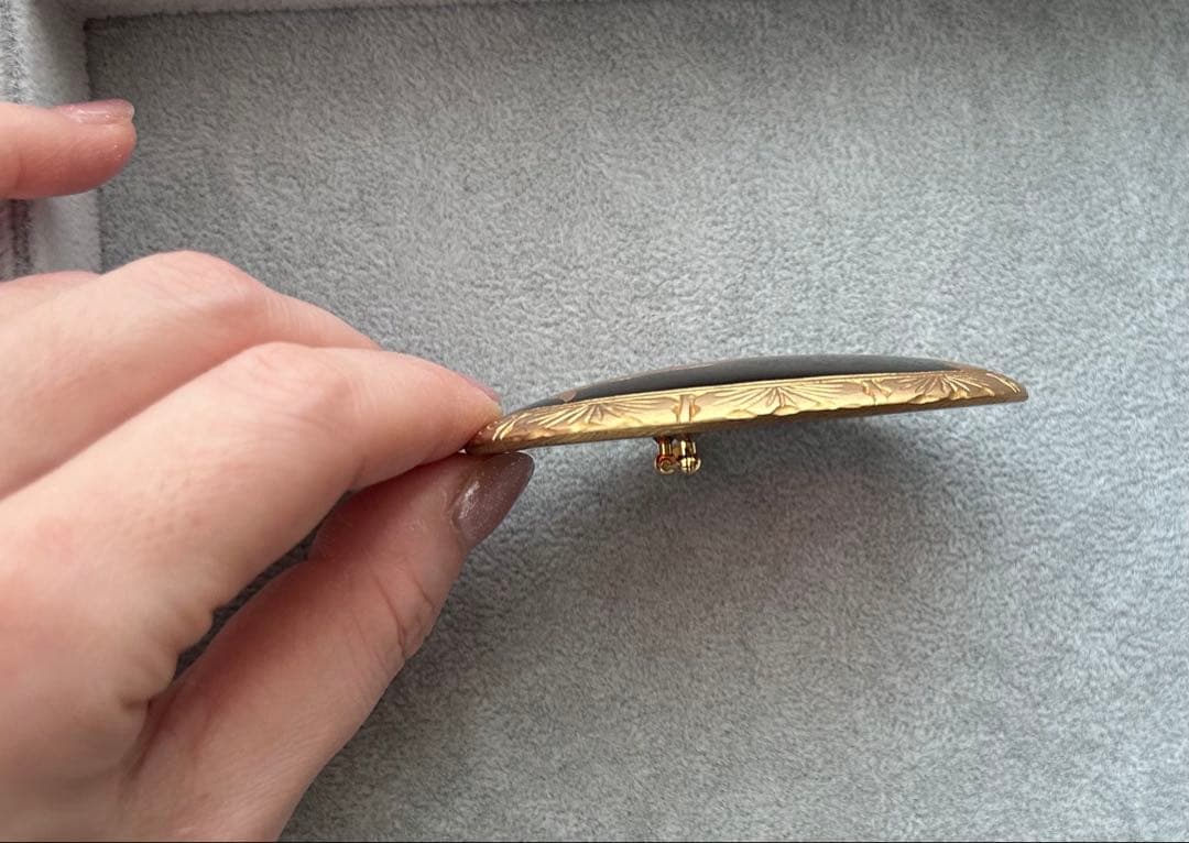 サ*ー様 【美品】アキオモリ　ブローチ　樹脂に金彩のブローチ