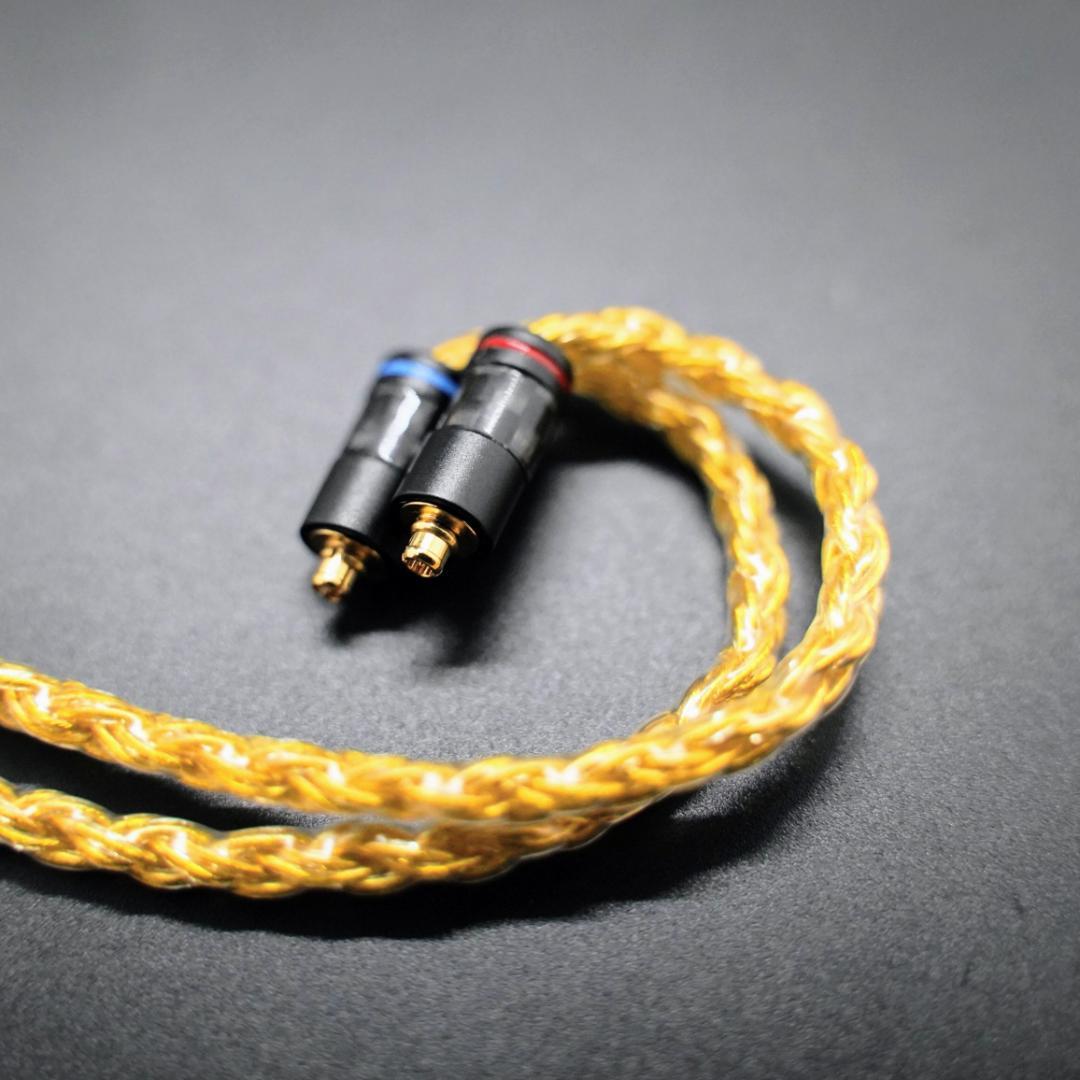 超高評価!最高仕様16芯 希少金メッキケーブル 膨張式mmcx/4.4mm L字