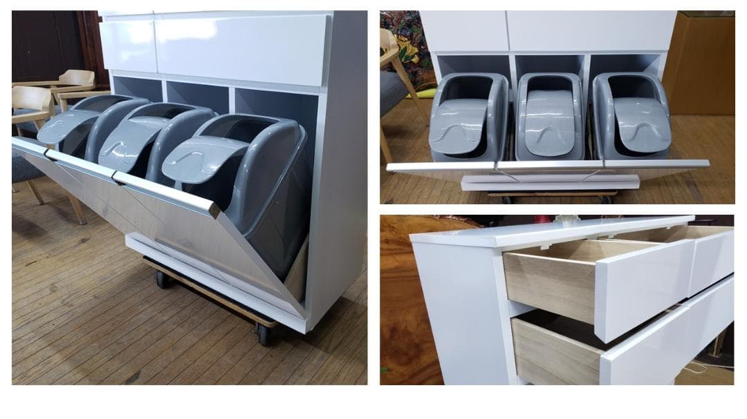 みっしー　美品　引き出し付き　３連ダストボックス