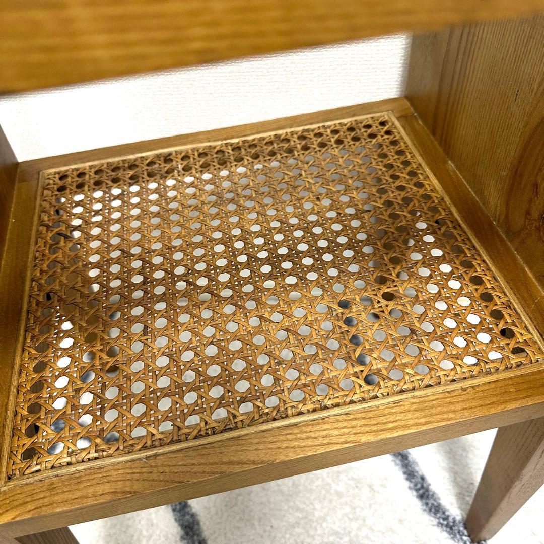 【ZARA  ザラホーム】サイドテーブル　ガラス×ラタン×ウッド