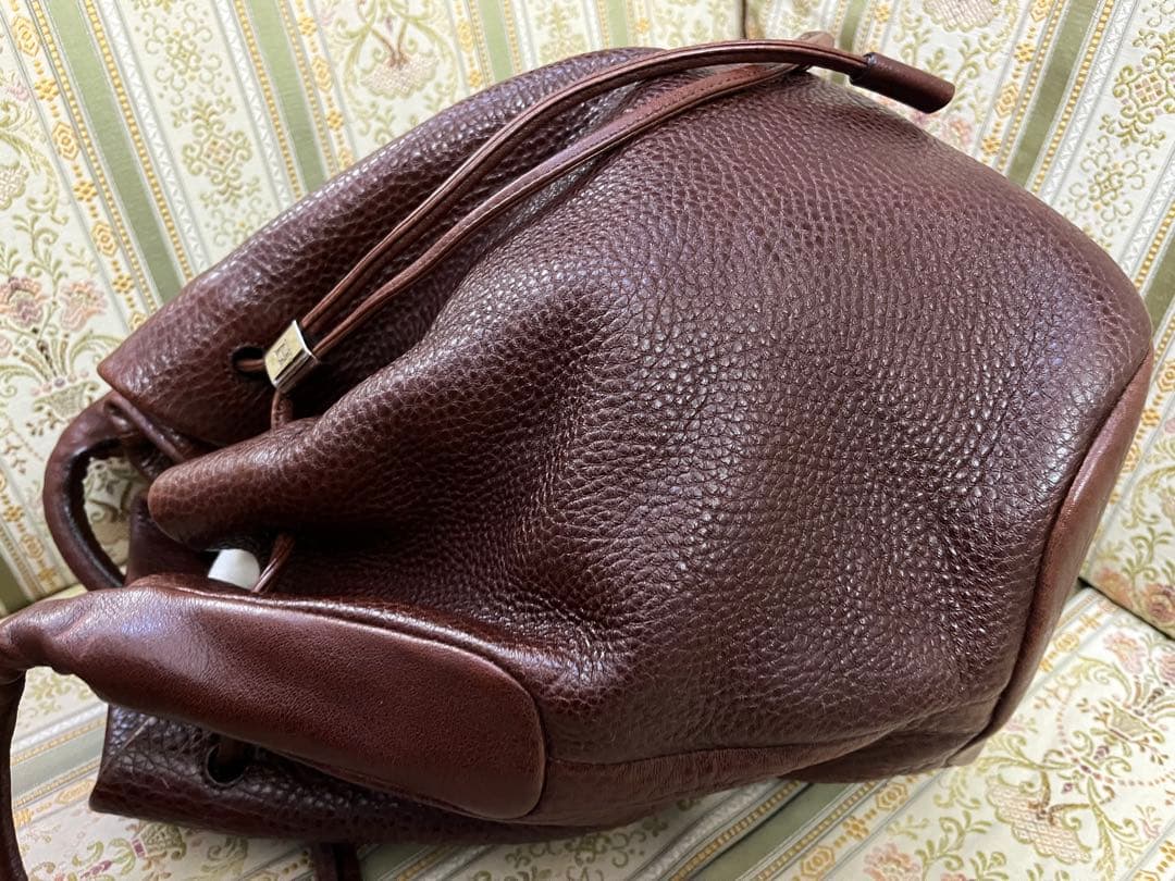 HIROFU ブラウンレザー巾着　バケツ型ショルダーバッグ