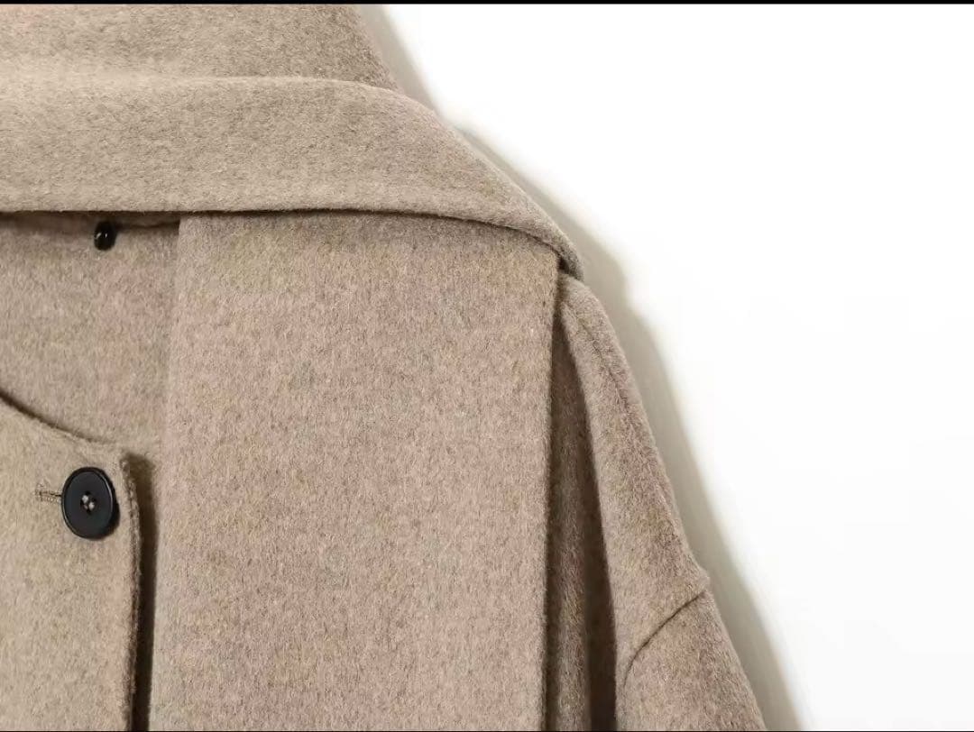 ZARA 新品未使用　ウールショートスカーフ付コート　ベージュ