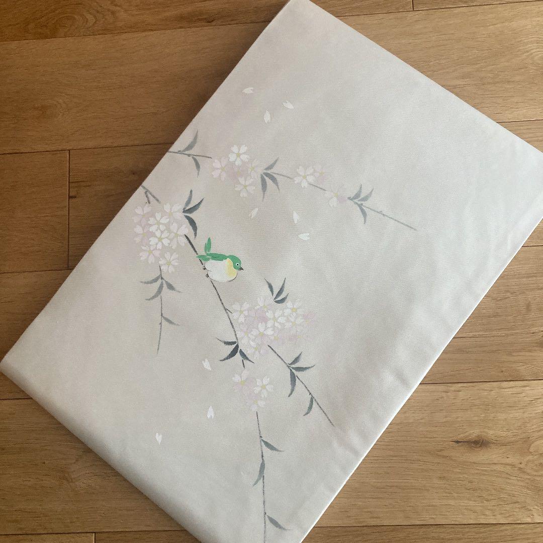 新品未使用　正絹　名古屋帯　桜　メジロ　ウグイス　枝花