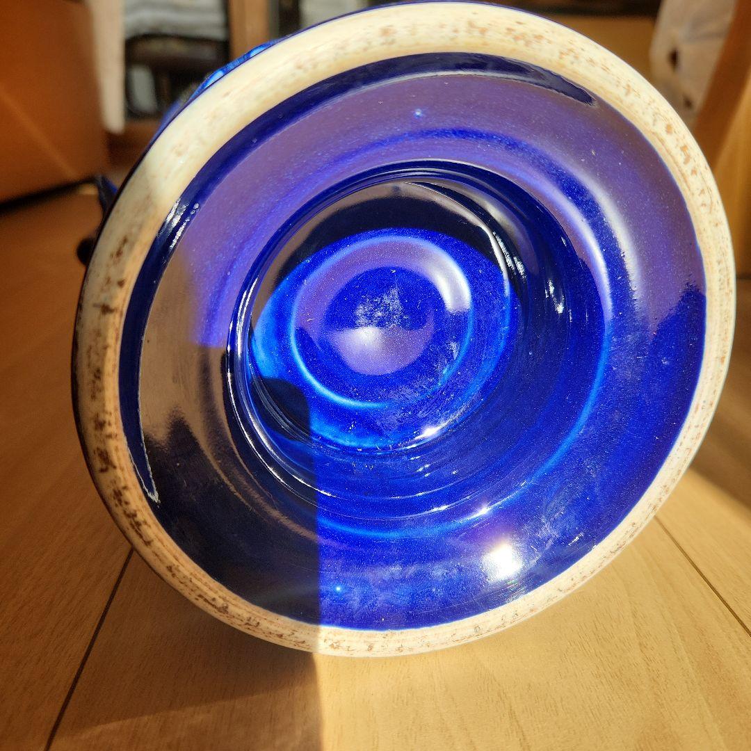 清朝瑠璃8面取り蜻蛉耳付き花入れ