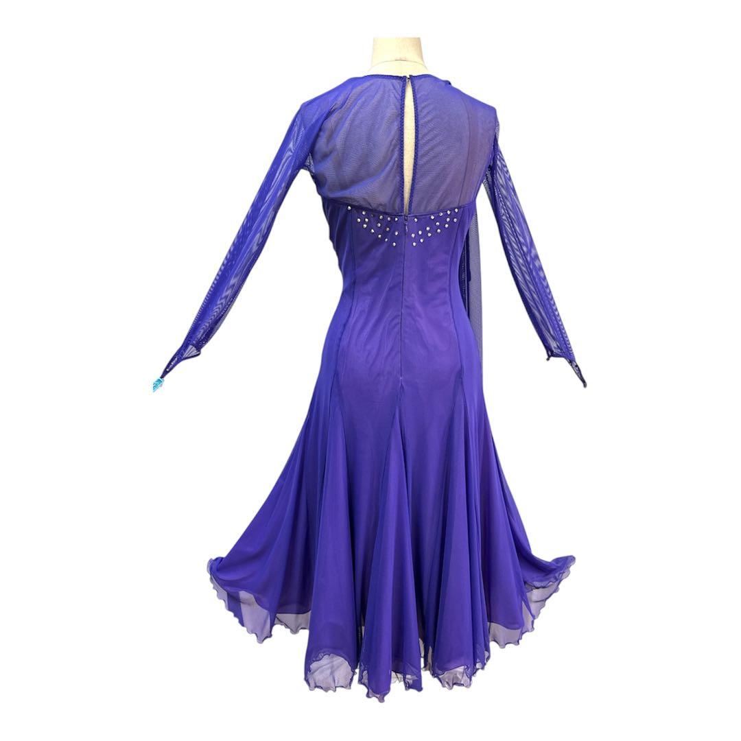 6239★M 紫 スワロフスキー スタンダードドレス 社交ダンス