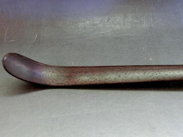 茶杓■黒檀茶しゃく 直腰 丸撓め 唐木 お茶道具 古美術 時代物 骨董品■