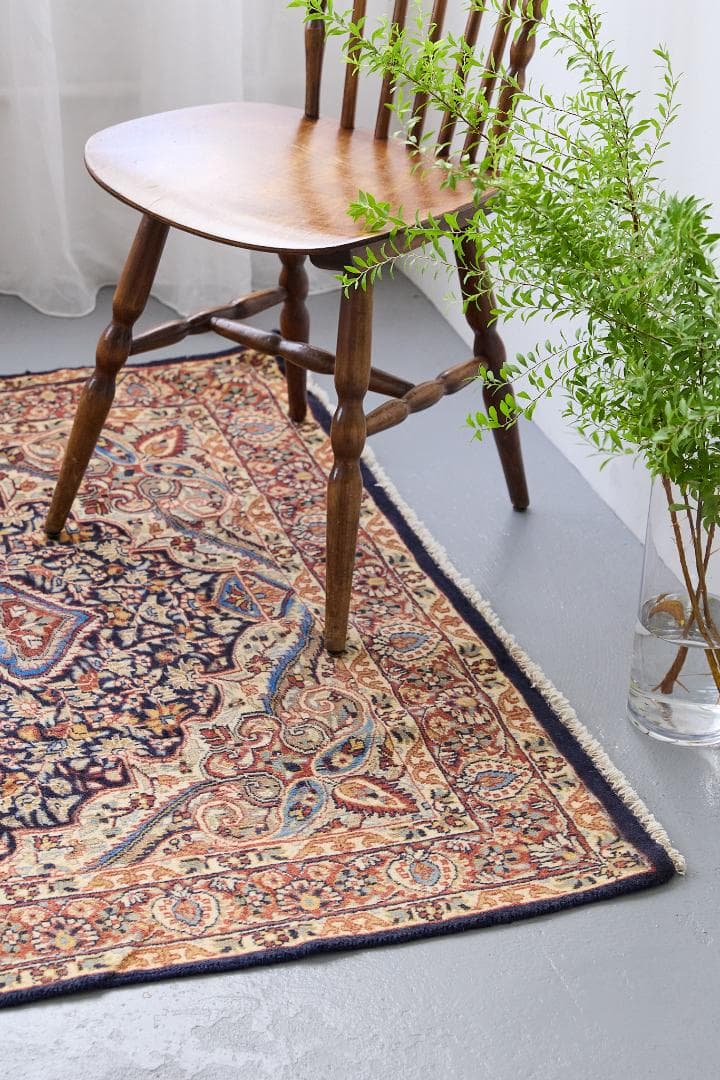 ヴィンテージラグ　ペルシャ絨毯　メダリオン（184×122cm）赤　青　ベージュ