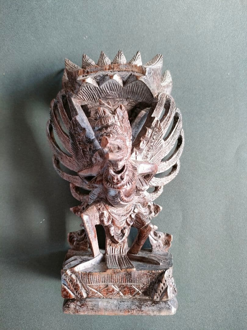 ●【一点物アジアン木彫神像カルラ守護神像バリ島風ハンドカービングヴィンテージ調