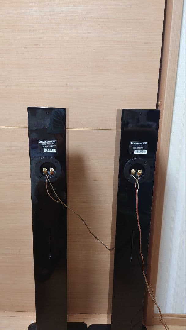 ONKYO. D-108E スタンド型スピーカー 黒ケーブル付き