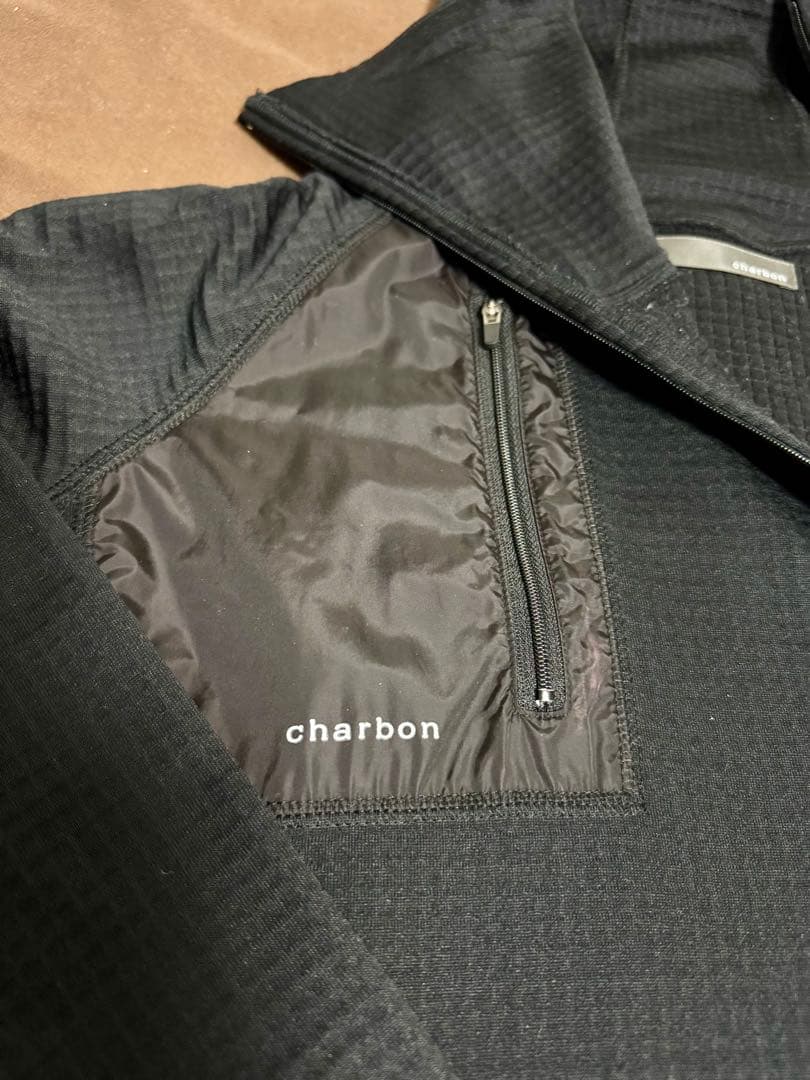charbon GRID FLEECE HOODIE 黒 L ランニング