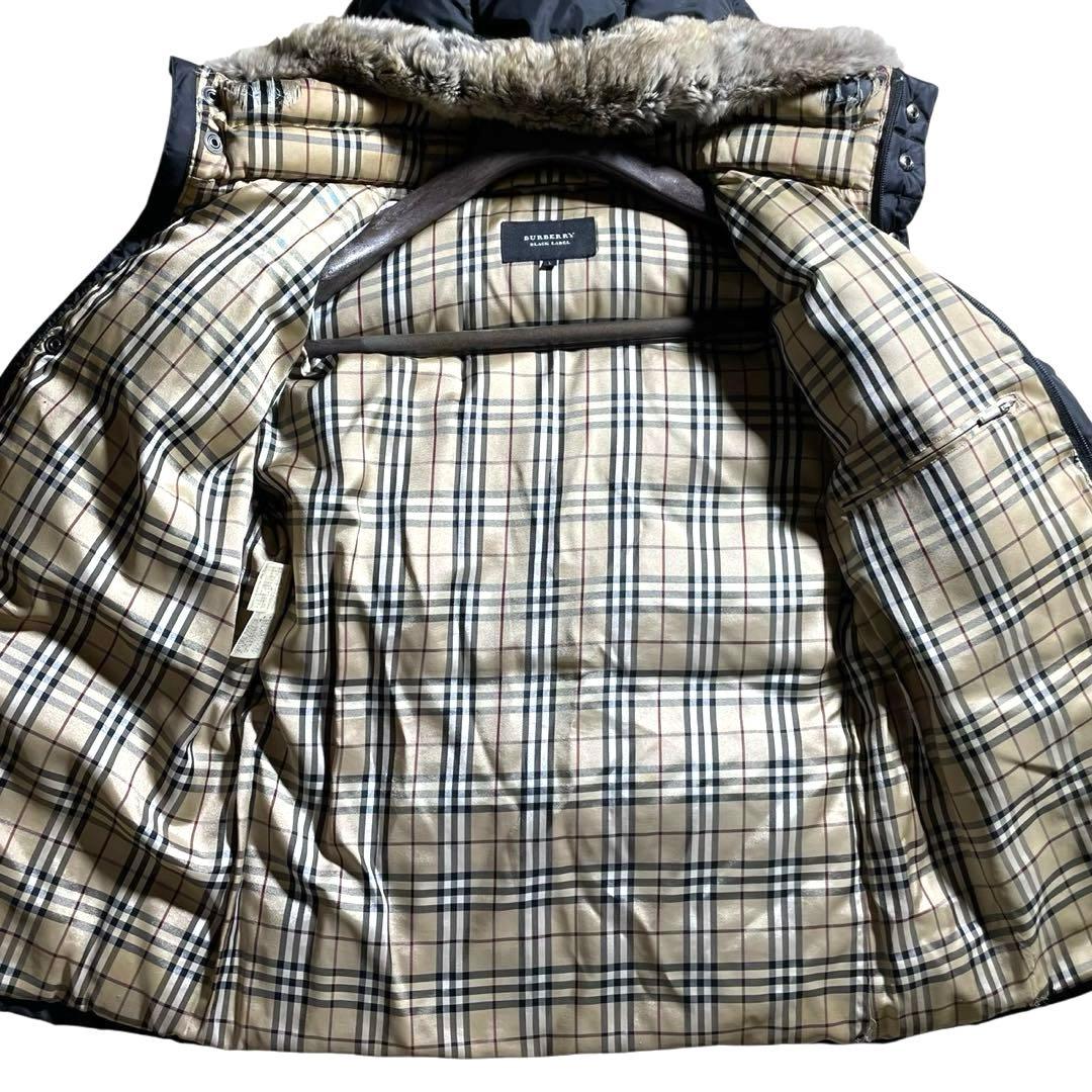 人気✨バーバリー ダウンジャケット Lサイズ 黒 ノバチェック ファー