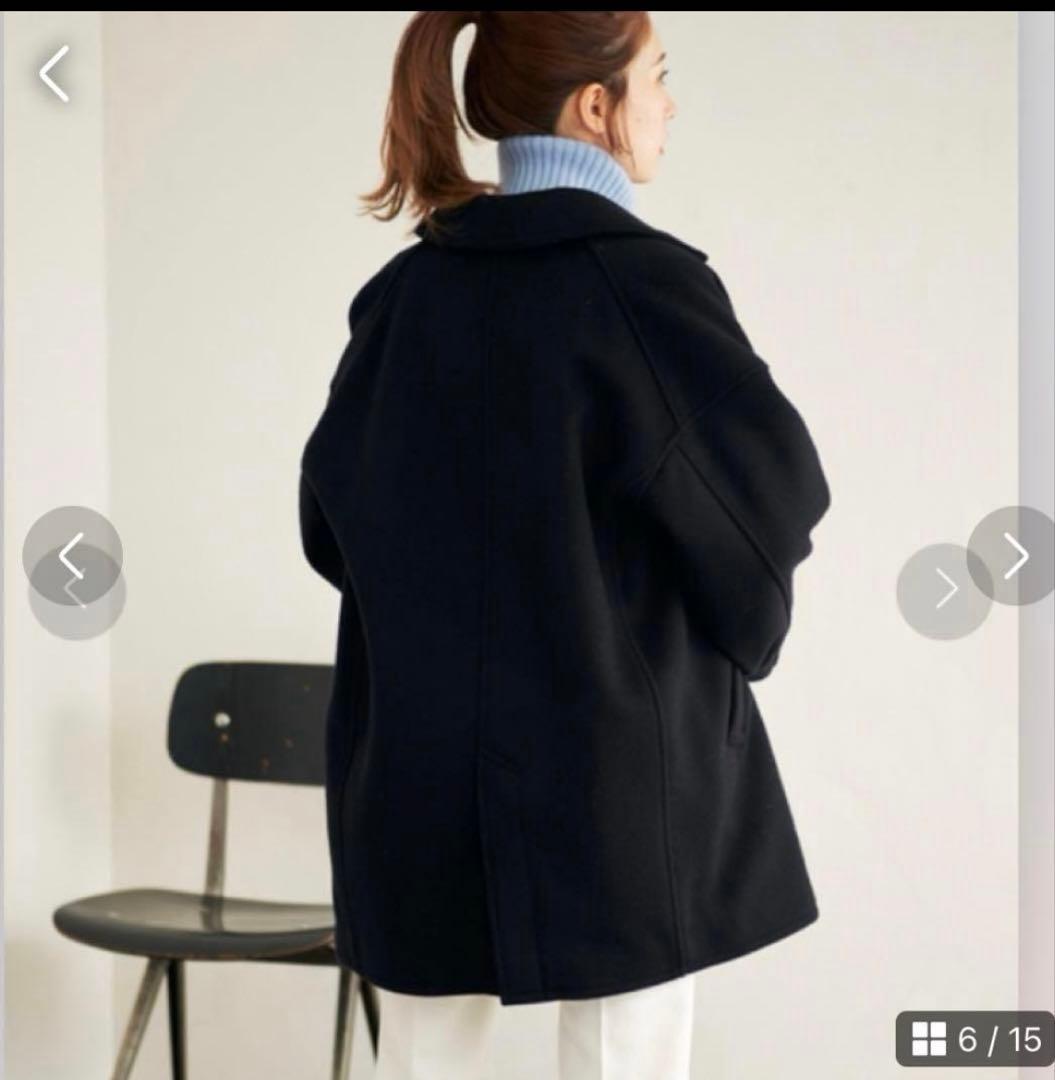 フレームワーク　黒 ダブルブレスト ウールコート