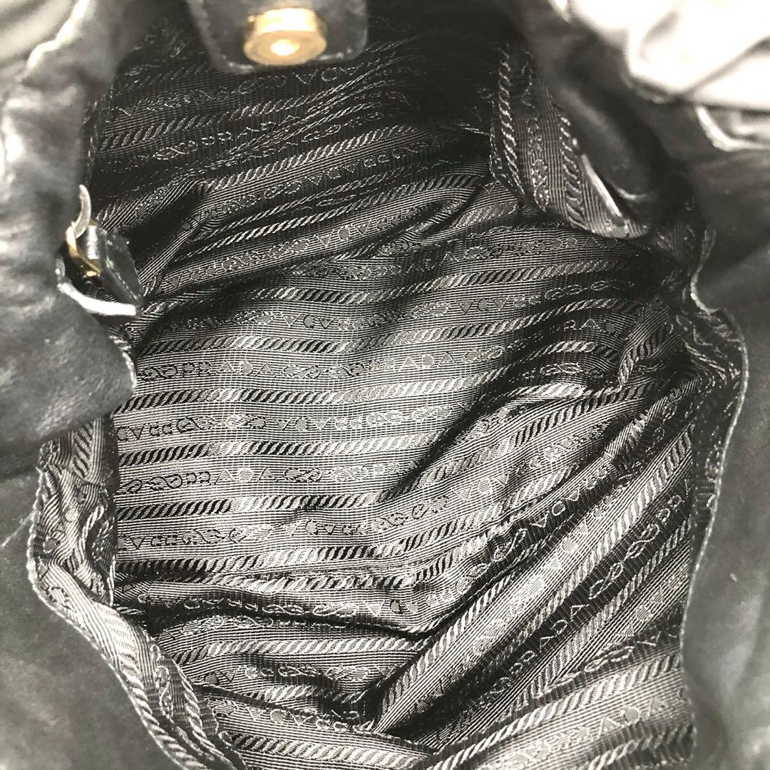 ✨美品✨プラダ ワンショルダーバッグ ロゴ金具 ハンドル編み込み ナイロン 黒
