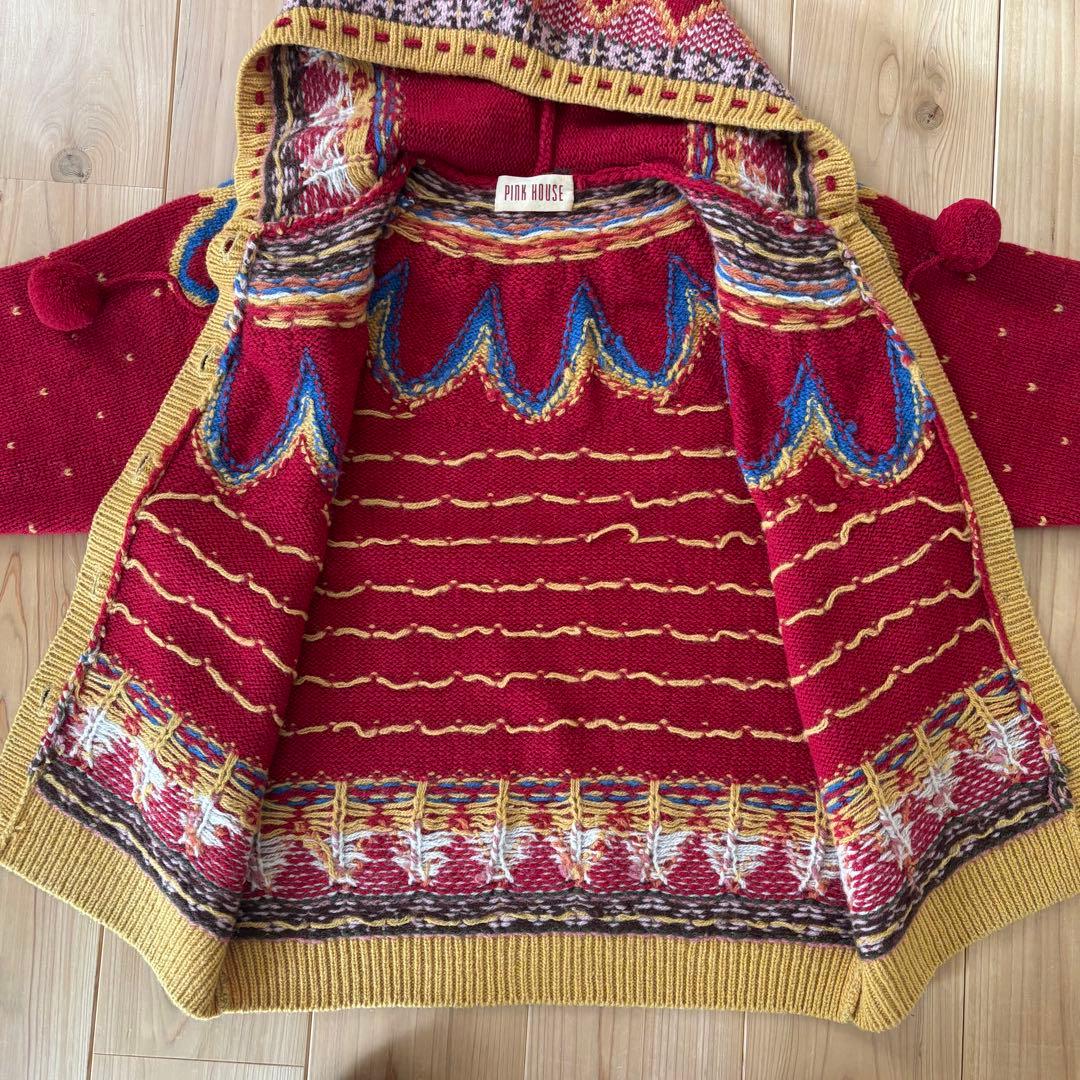 ス*ラ様 ★レア★古着PINK HOUSE ニット カーディガン フーディ立体バ