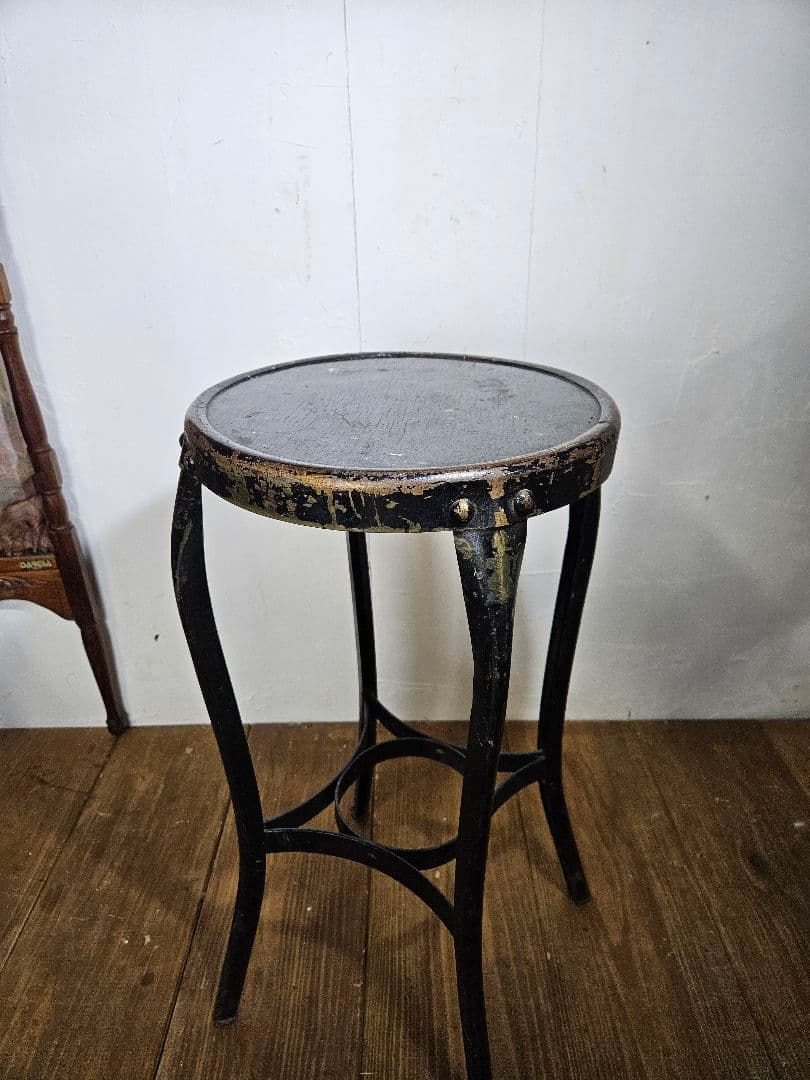 USヴィンテージ 鉄脚のスツール 丸椅子 ハイチェア 飾り台 インダストリアル