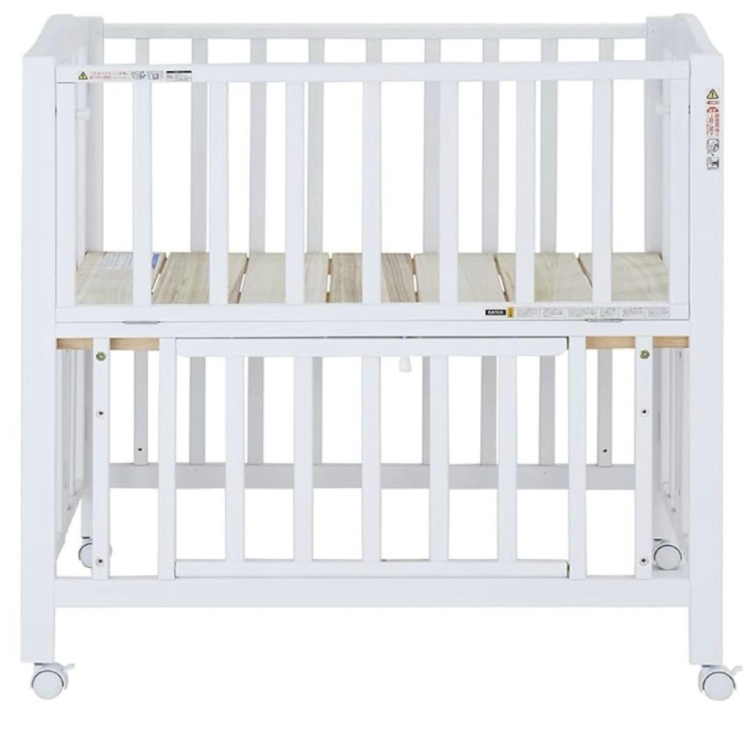 【送料込み】KATOJI 折りたたみ ミニベビーベッド 白 美品 ~24か月