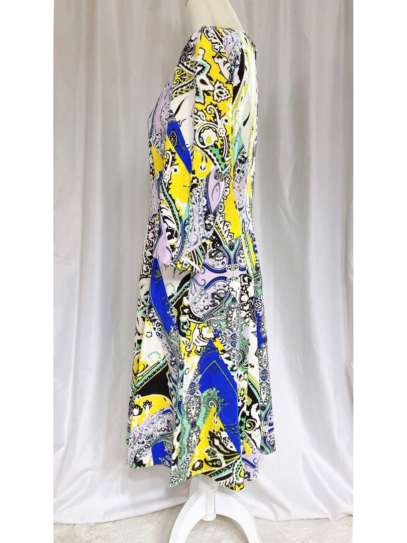 美品 ETRO エトロ 大きいサイズ 総柄 ペイズリー 膝下ワンピース