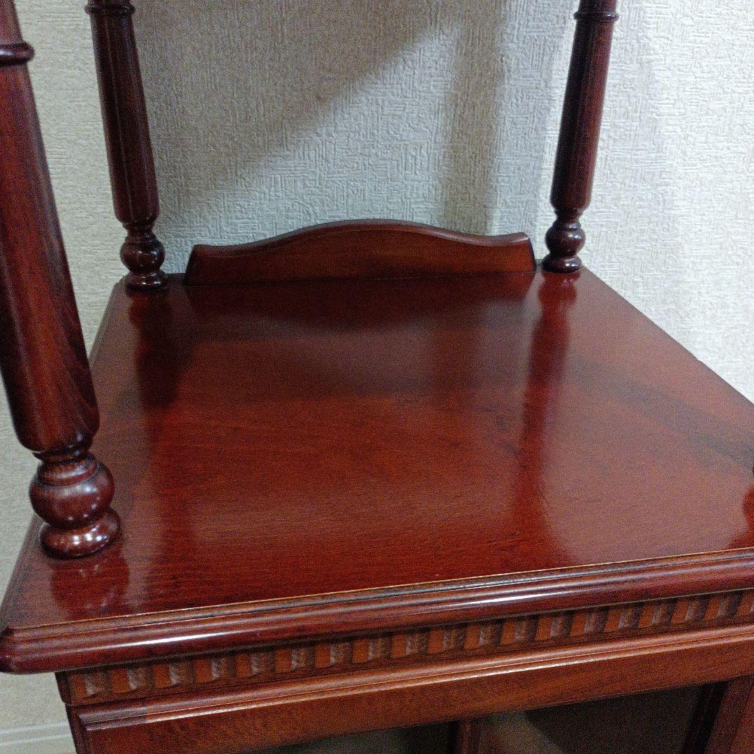 昭和レトロ　アンティーク　木製電話台・ファックス台 2段式 　四国工芸