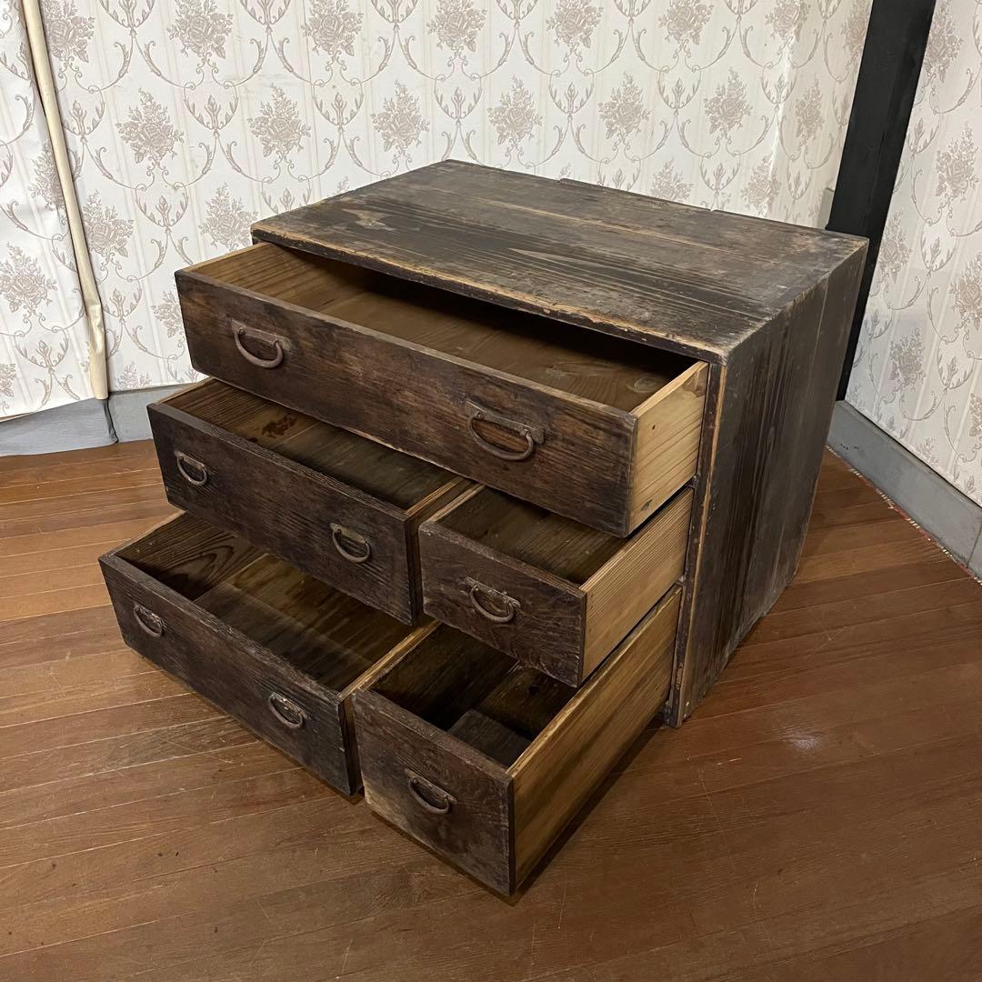 【アンティーク】昭和レトロ 木製 小箪笥 小引出し 収納棚 チェスト 古家具