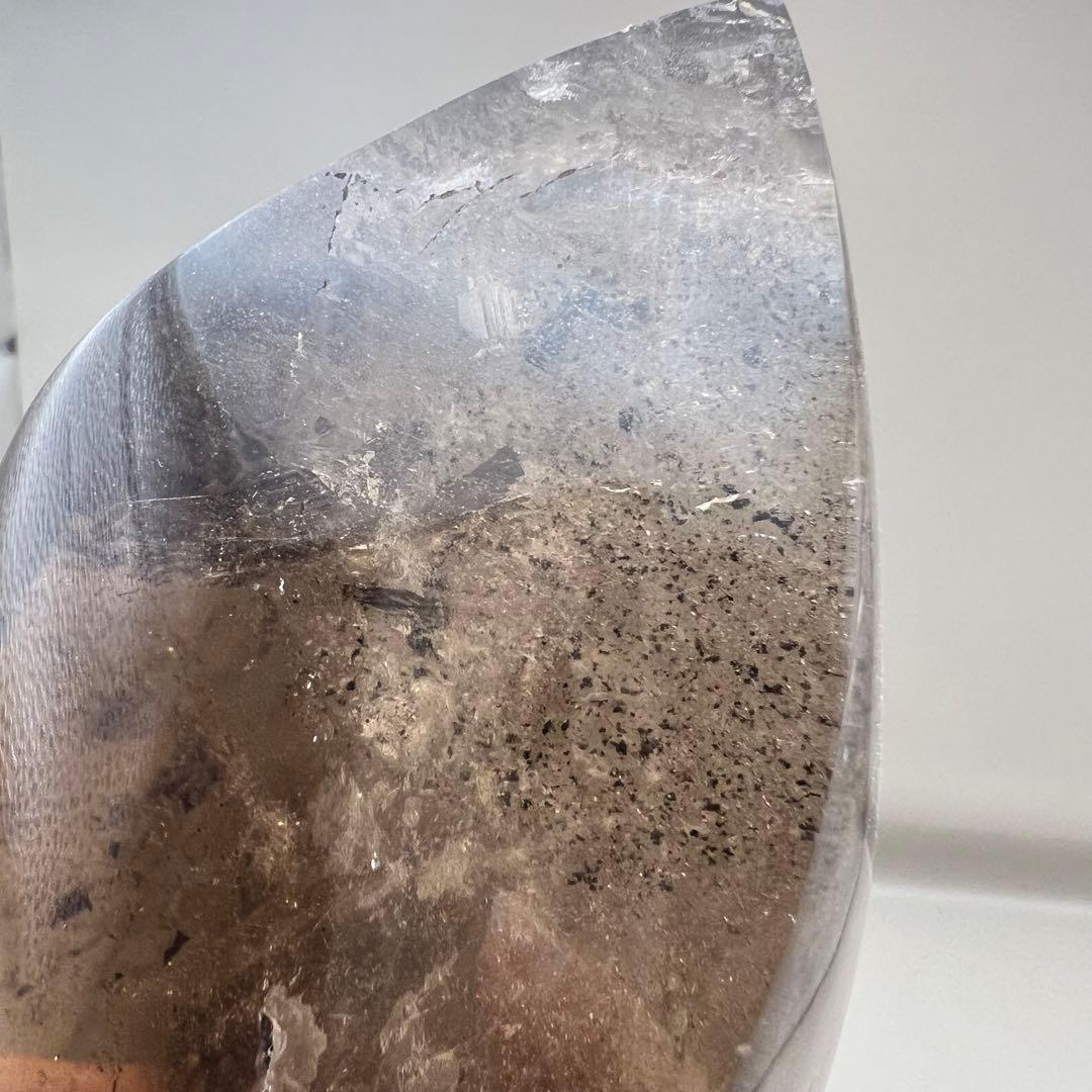 （smoky10）高品質フレイムシェイプ火焔ガーデンインスモーキークォーツ虹入り