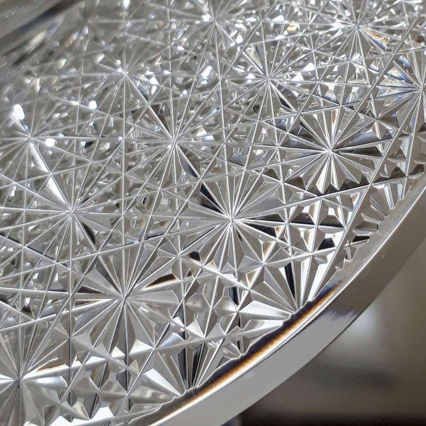 江戸切子　カガミクリスタル　 金縁 クリスタル　　最高級　大皿　【 美品 】