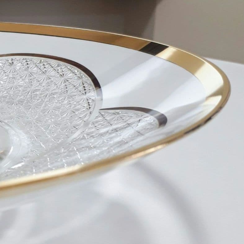 江戸切子　カガミクリスタル　 金縁 クリスタル　　最高級　大皿　【 美品 】