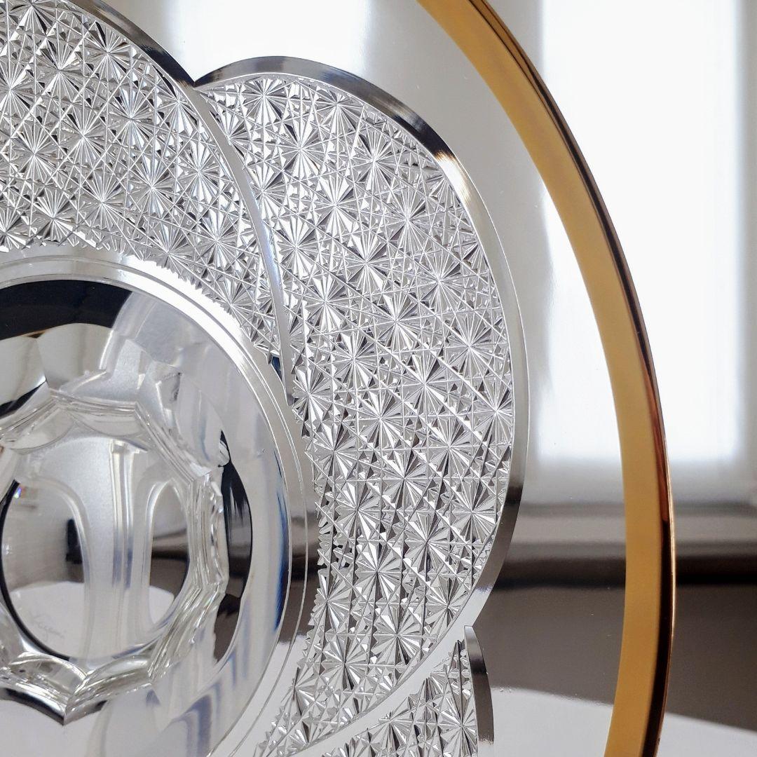 江戸切子　カガミクリスタル　 金縁 クリスタル　　最高級　大皿　【 美品 】