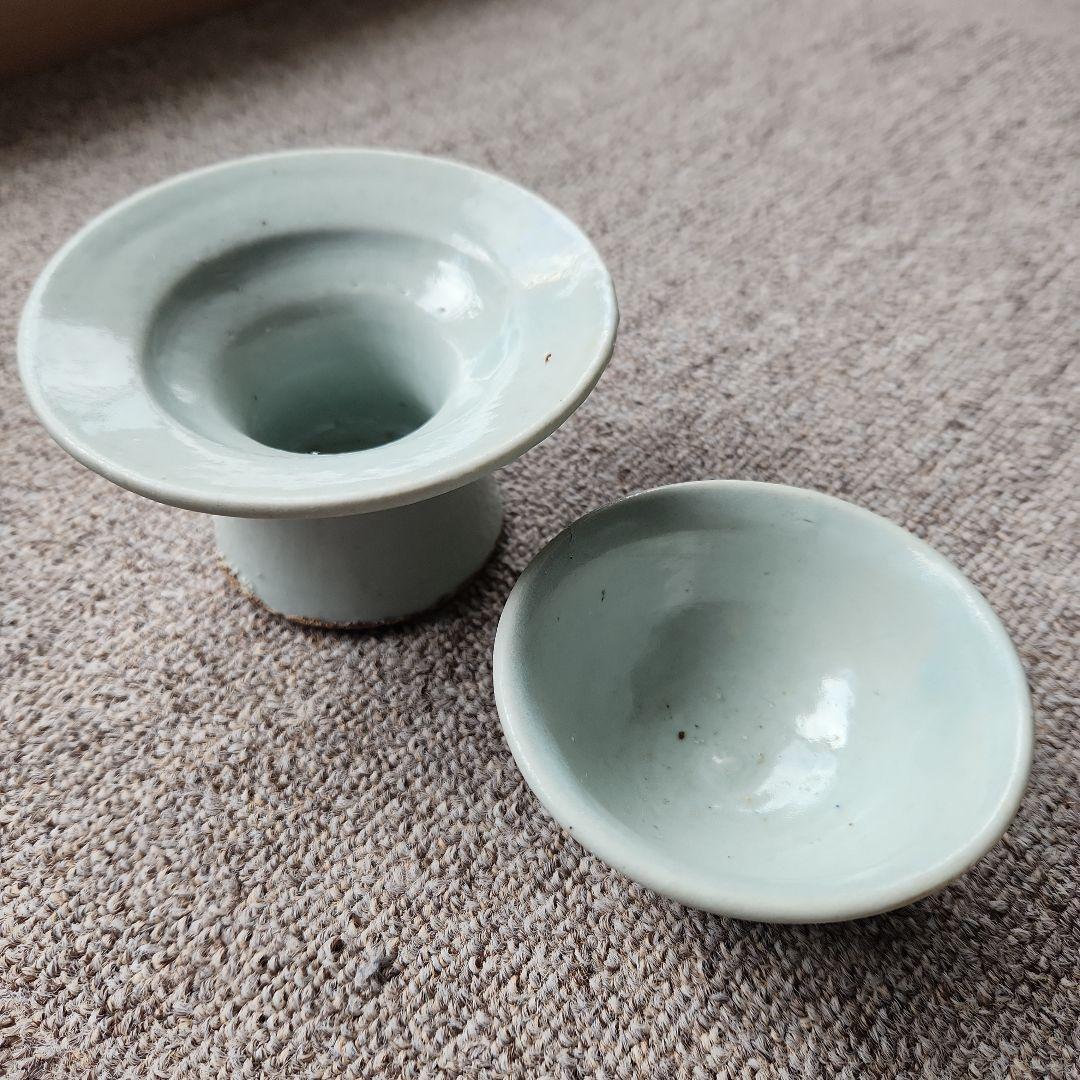 韓国李朝後期白磁椀と台