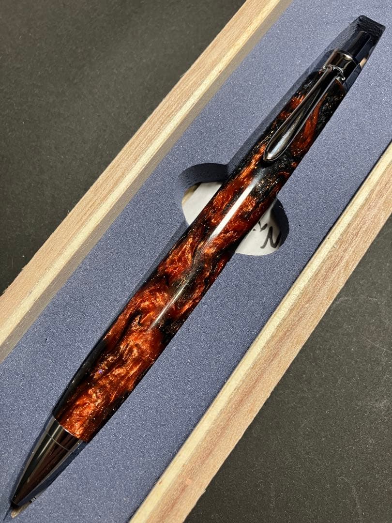 金杢犀 レジン シルバー金具 ボールペン