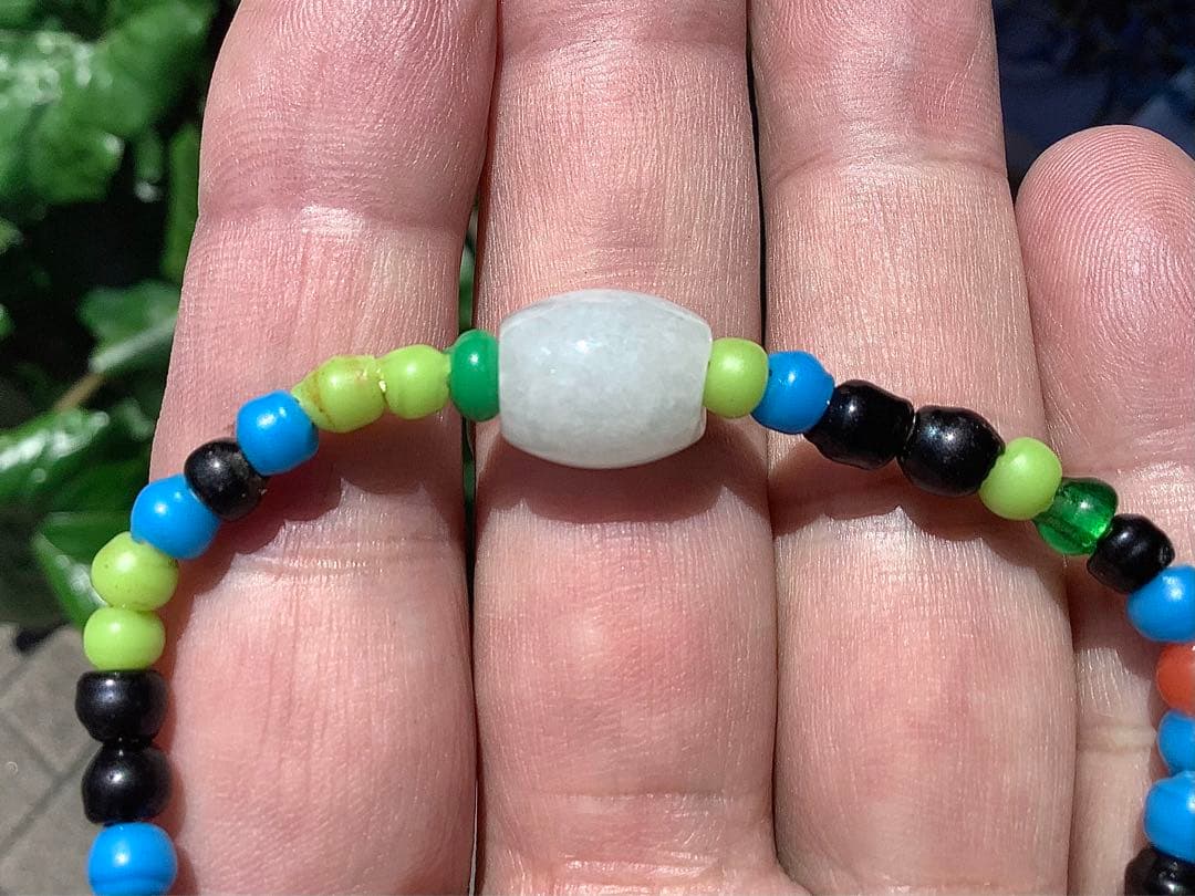 蔵出‼️ガラス玉　日本製超アンティークとんぼ&糸魚川翡翠樽型ブレスレット小物パーツ