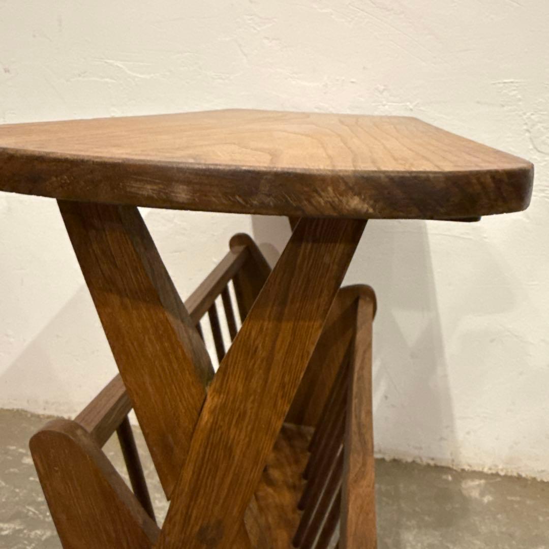 みずほヴィンテージ　木製サイドテーブル　マガジンラック付き