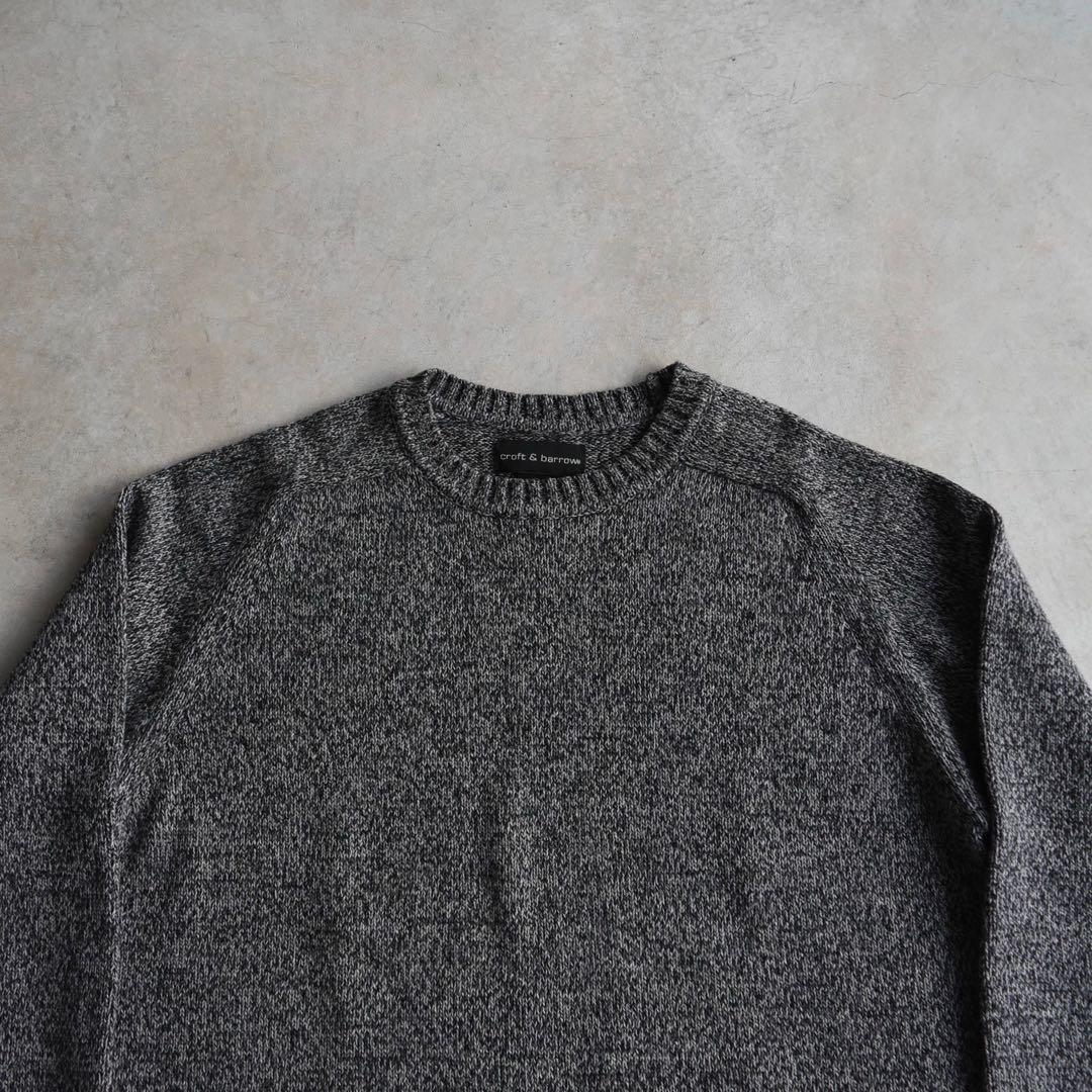 90s クラフト&バロー 霜降り MIX コットンニットセーター 白黒