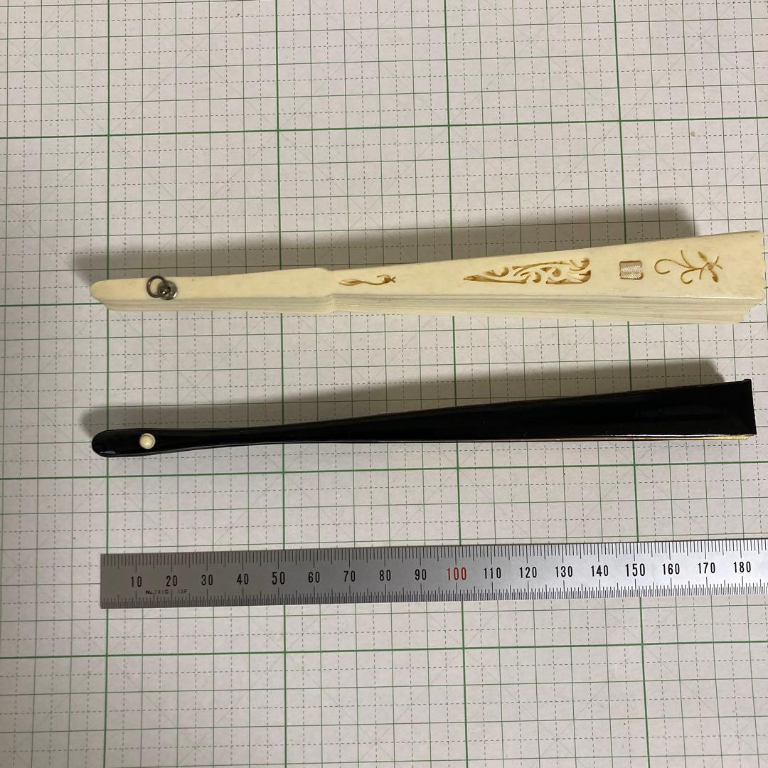 アンティーク　扇子　天然素材　彫刻