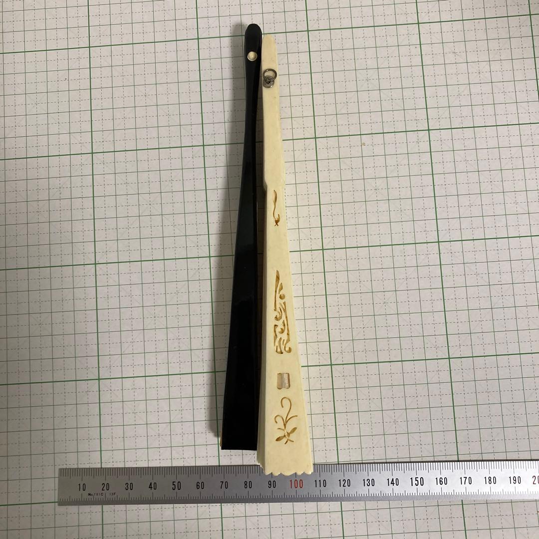 アンティーク　扇子　天然素材　彫刻