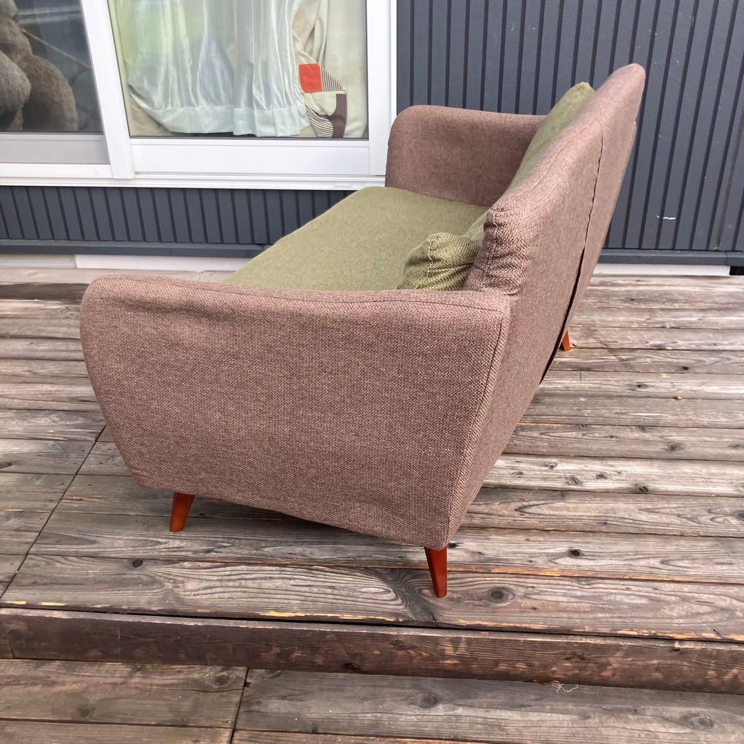 北欧レトロ 東谷 二人掛けソファー アームチェア モスグリーン ファブリック