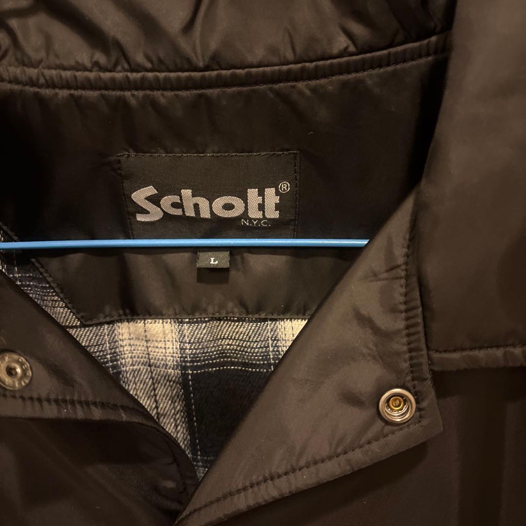 Schott ブラック ナイロン　コーチジャケット　Lサイズ　　ショット