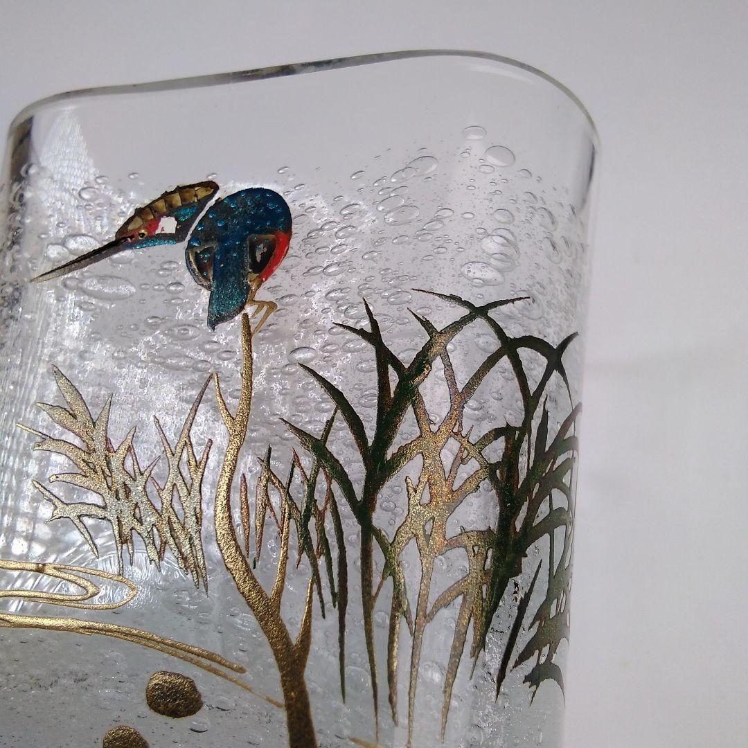 ア131 『富永幸悦』作『川蝉蒔絵四角ガラス茶器　共箱』茶入　茶道具