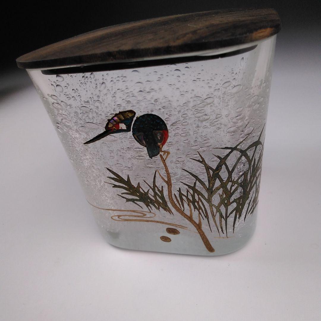 ア131 『富永幸悦』作『川蝉蒔絵四角ガラス茶器　共箱』茶入　茶道具