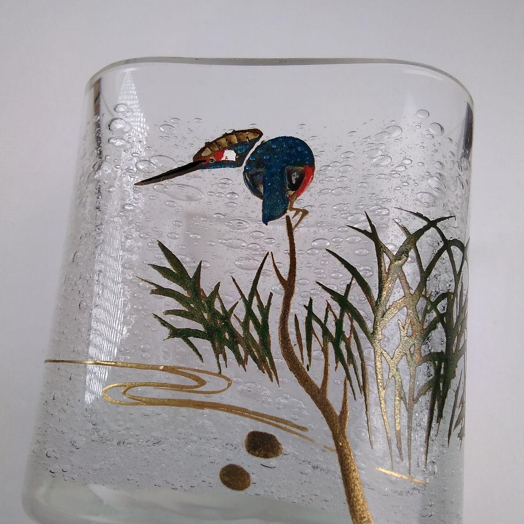 ア131 『富永幸悦』作『川蝉蒔絵四角ガラス茶器　共箱』茶入　茶道具