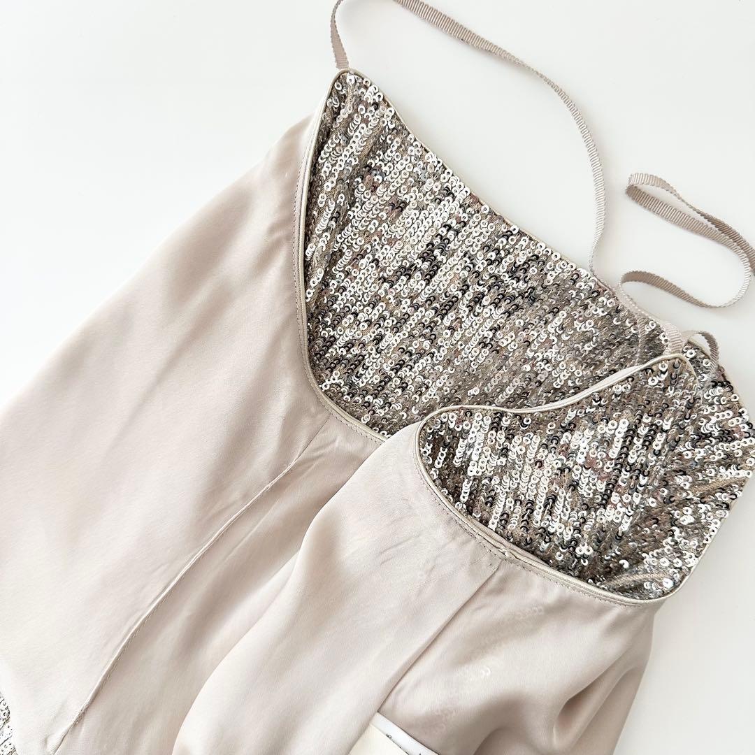 美品 イウエンマトフ スパンコール キャミソール トップス シルバー