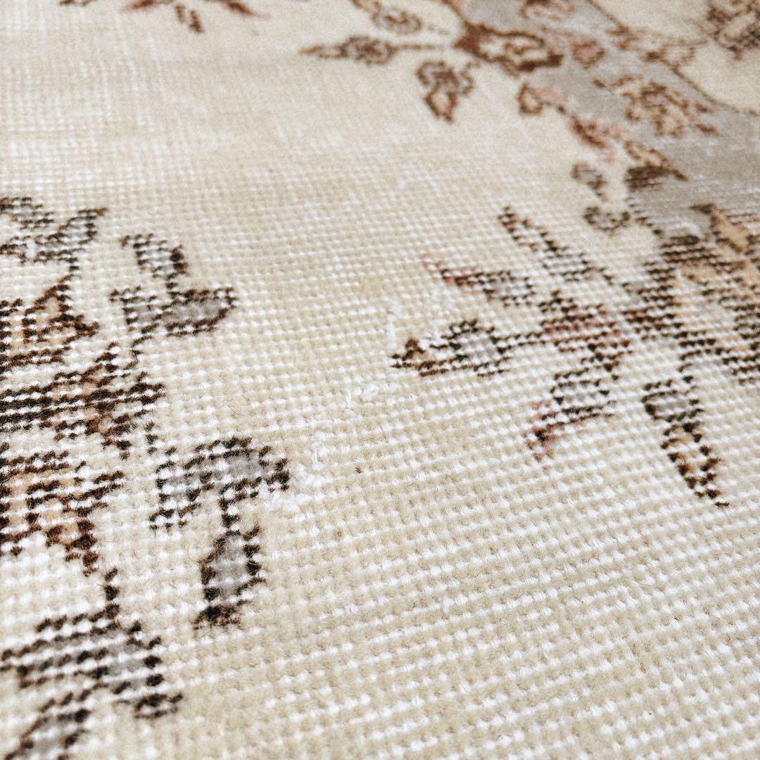 トルコ　ヴィンテージラグ　グレー　メダリオン