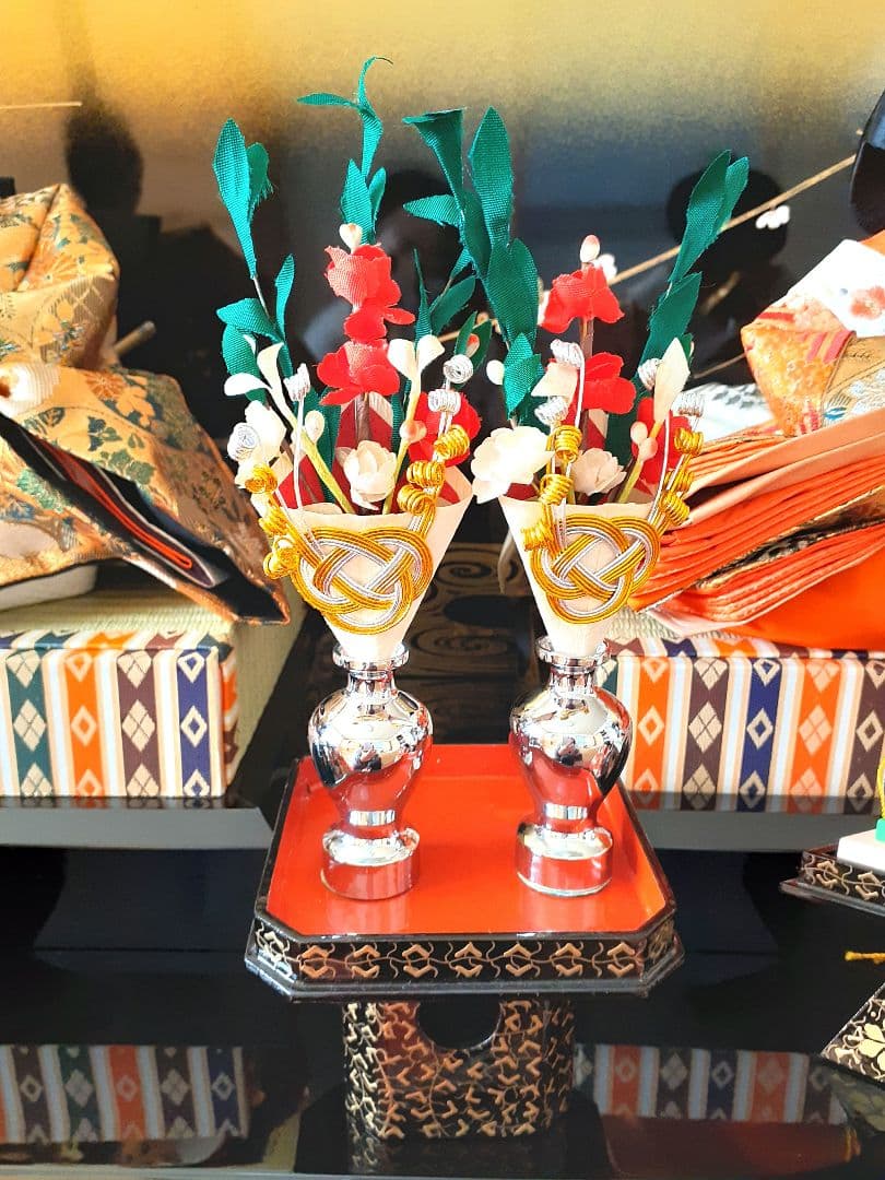 お雛様セットA　五人飾り　衣装着木製二段雛壇は含まず　ひな祭り　ぼんぼり　桜橘