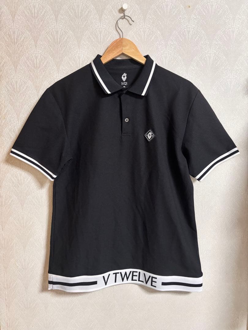 V12 LIB OUT POLOゴルフウェア ポロシャツ 半袖 黒 XL