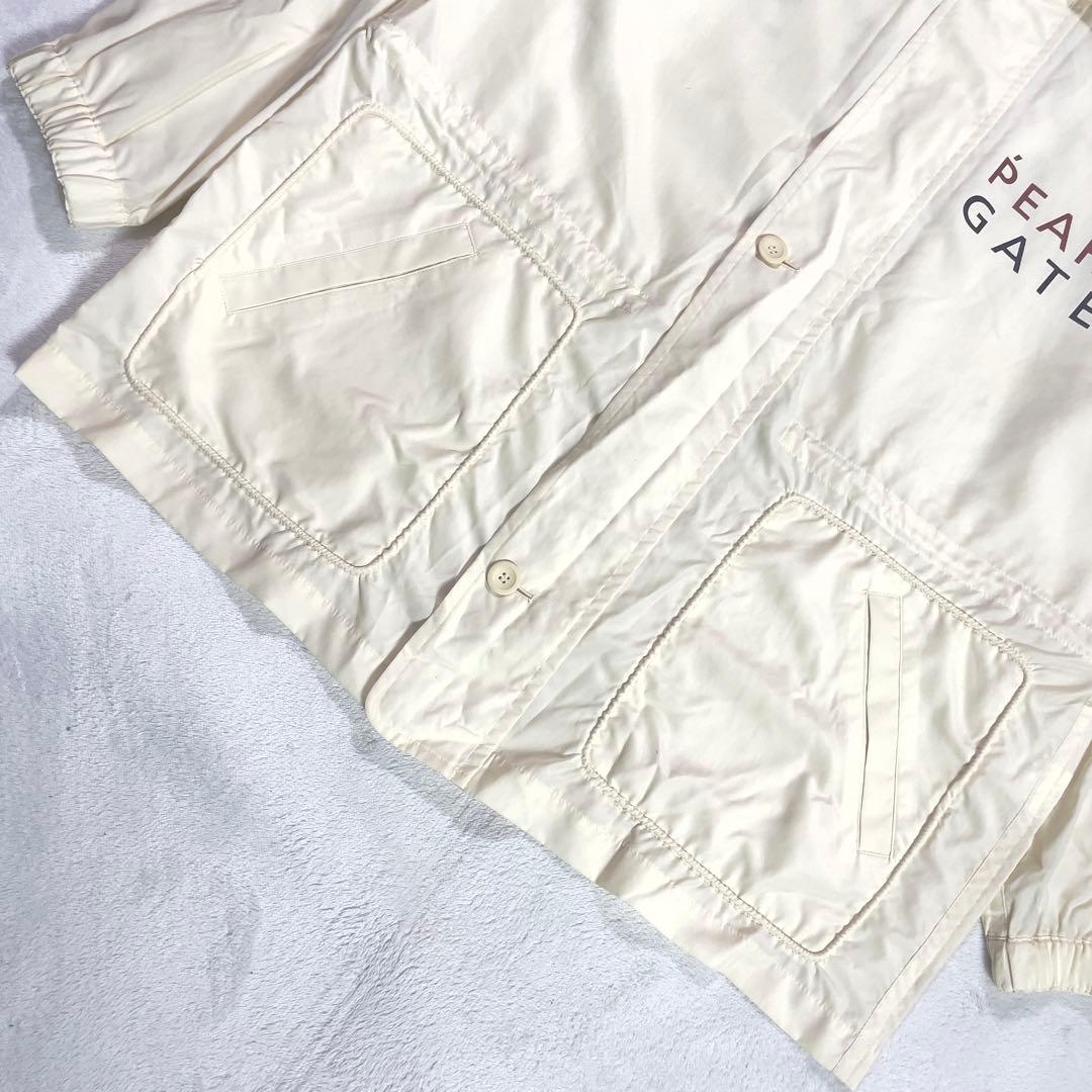 美品 パーリーゲイツ ナイロン フーディジャケット L アイボリー ハーフコート