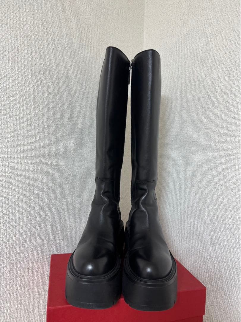 valentinoプラットフォーム　37厚底ロングブーツ Vロゴ　ヴァレンティノ