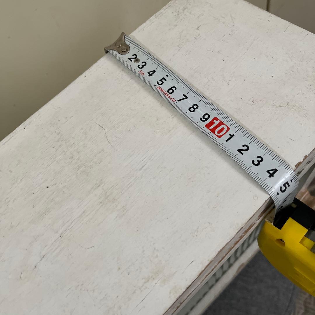 骨董市購入　アンティーク２段　シャビー　波ガラス